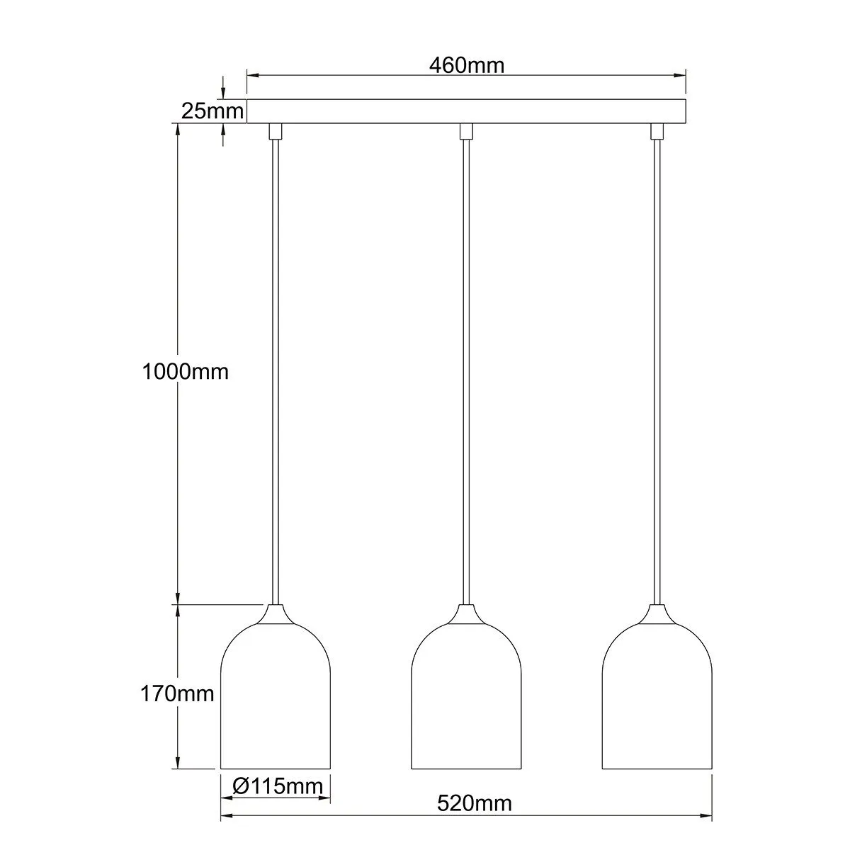 Metalowa lampa wisząca Nilo czarna 3xGU10 - obrazek 7