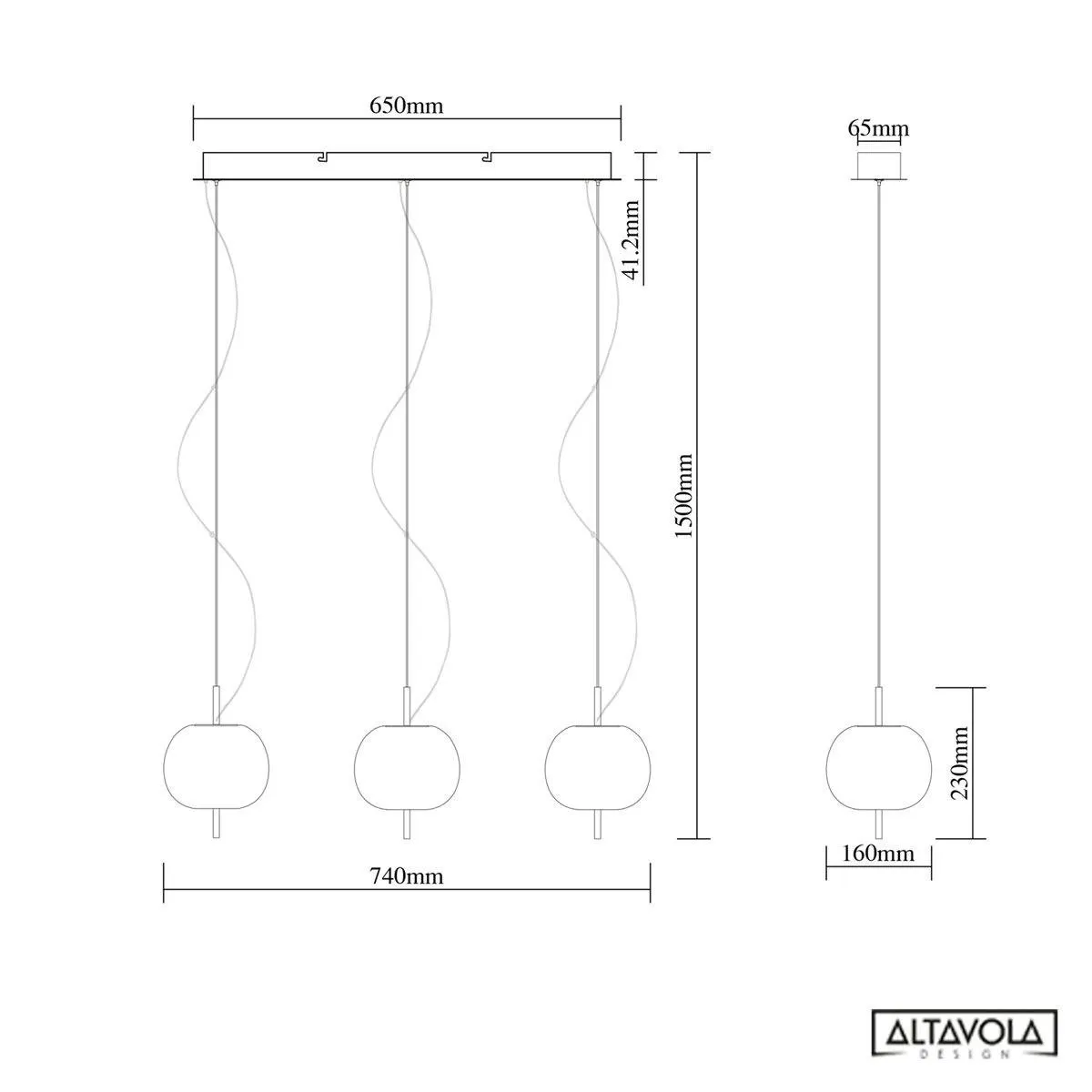 Złota lampa wisząca LED Apple CL3 - obrazek 10