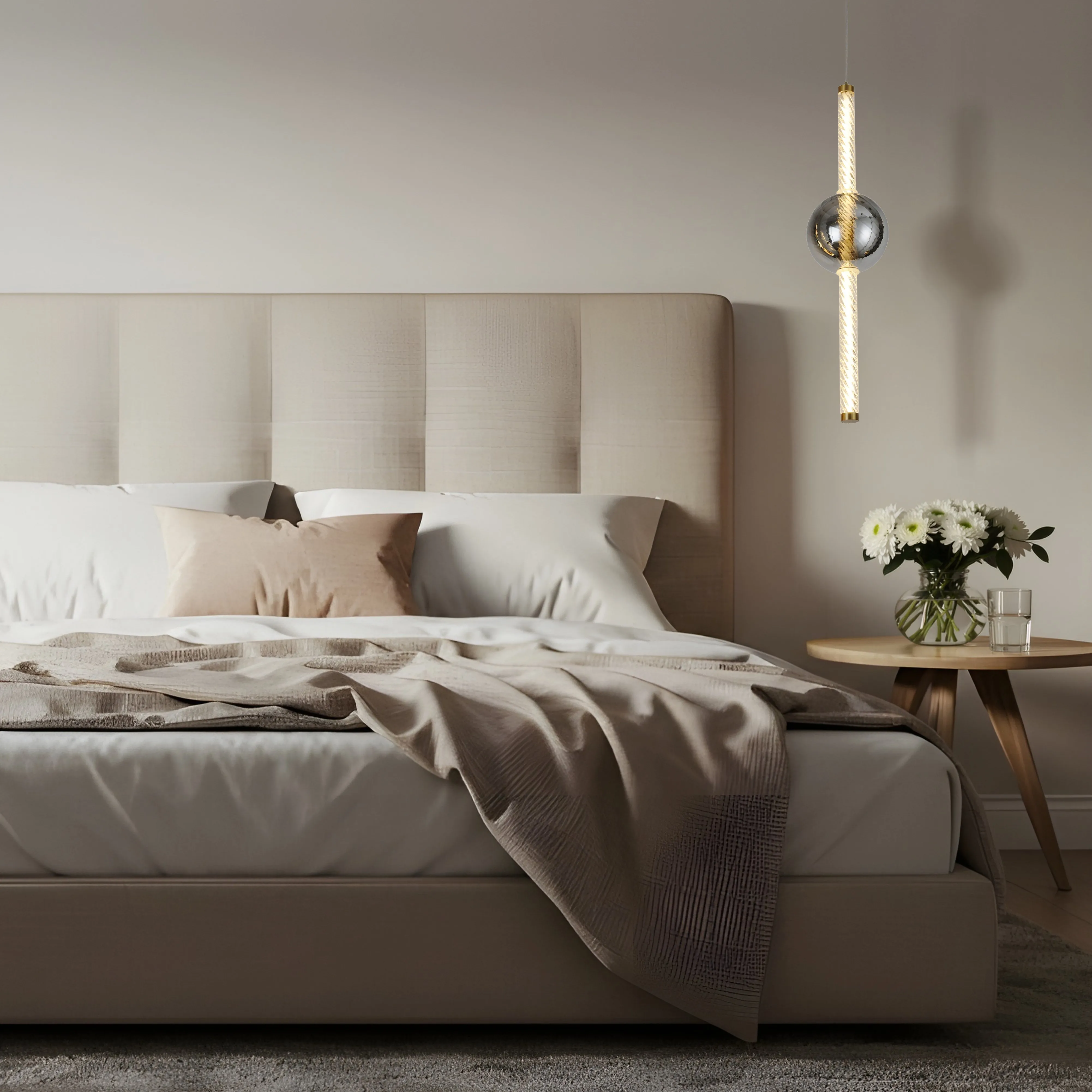 KELLY lampa wisząca złoty 9,5W LED 2700K klosz 2xbursztynowy+dymiony - obrazek 3