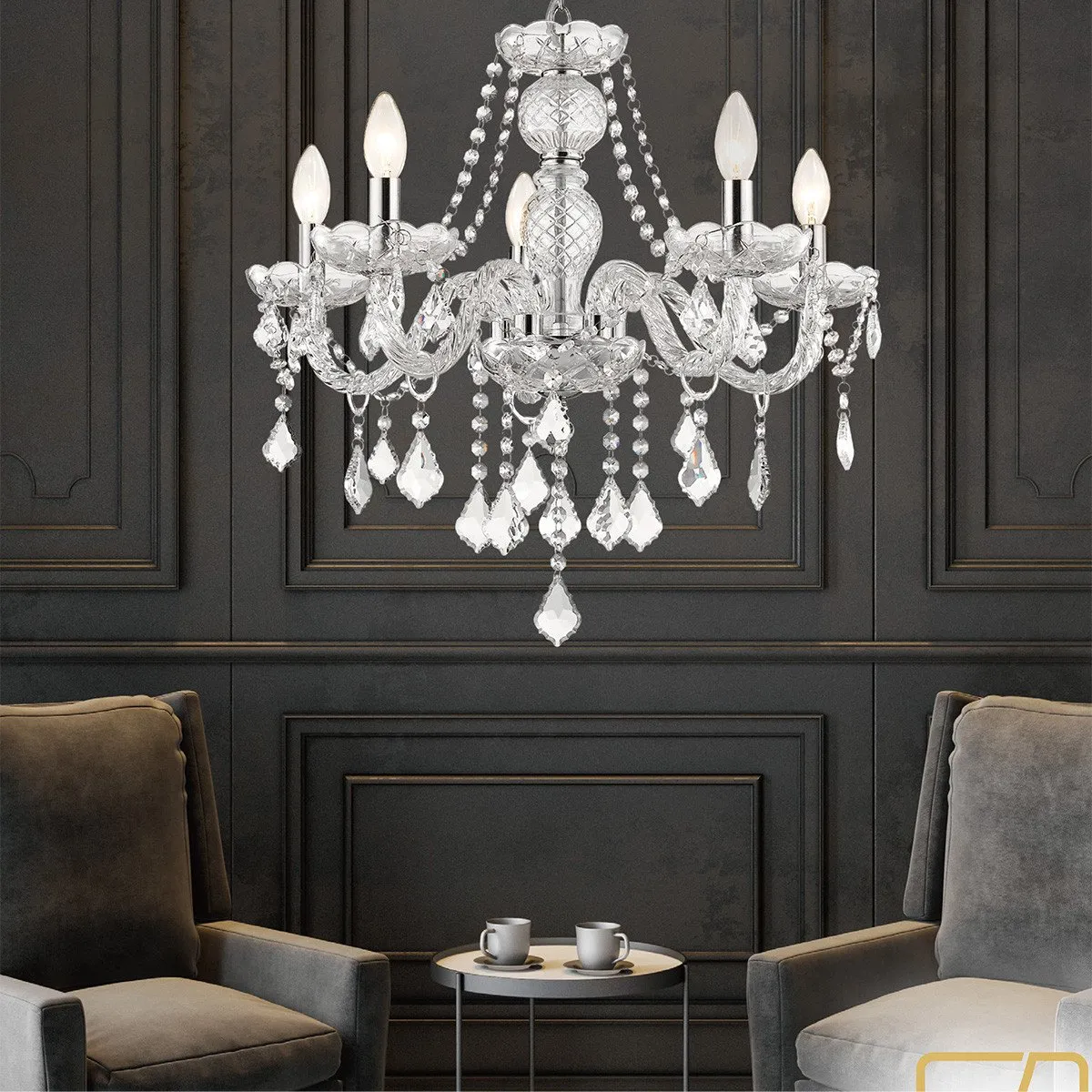 Lampa wisząca Cristallo srebrna 5xE14 - obrazek 3