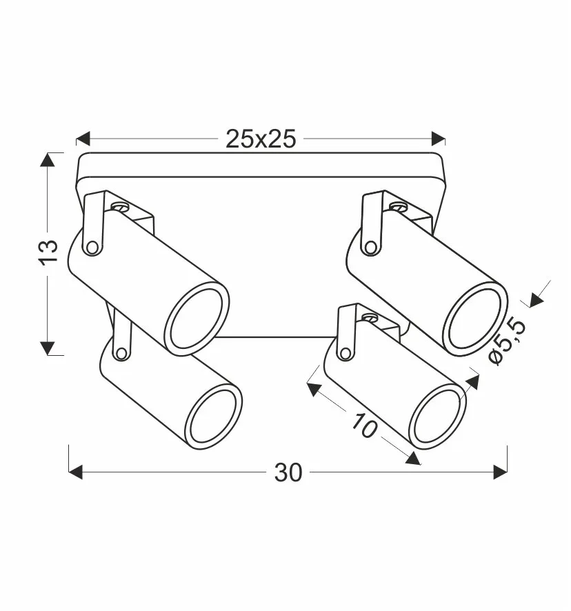 Gary lampa sufitowa plafon czarny 4x15W GU10 klosz czarny - obrazek 2