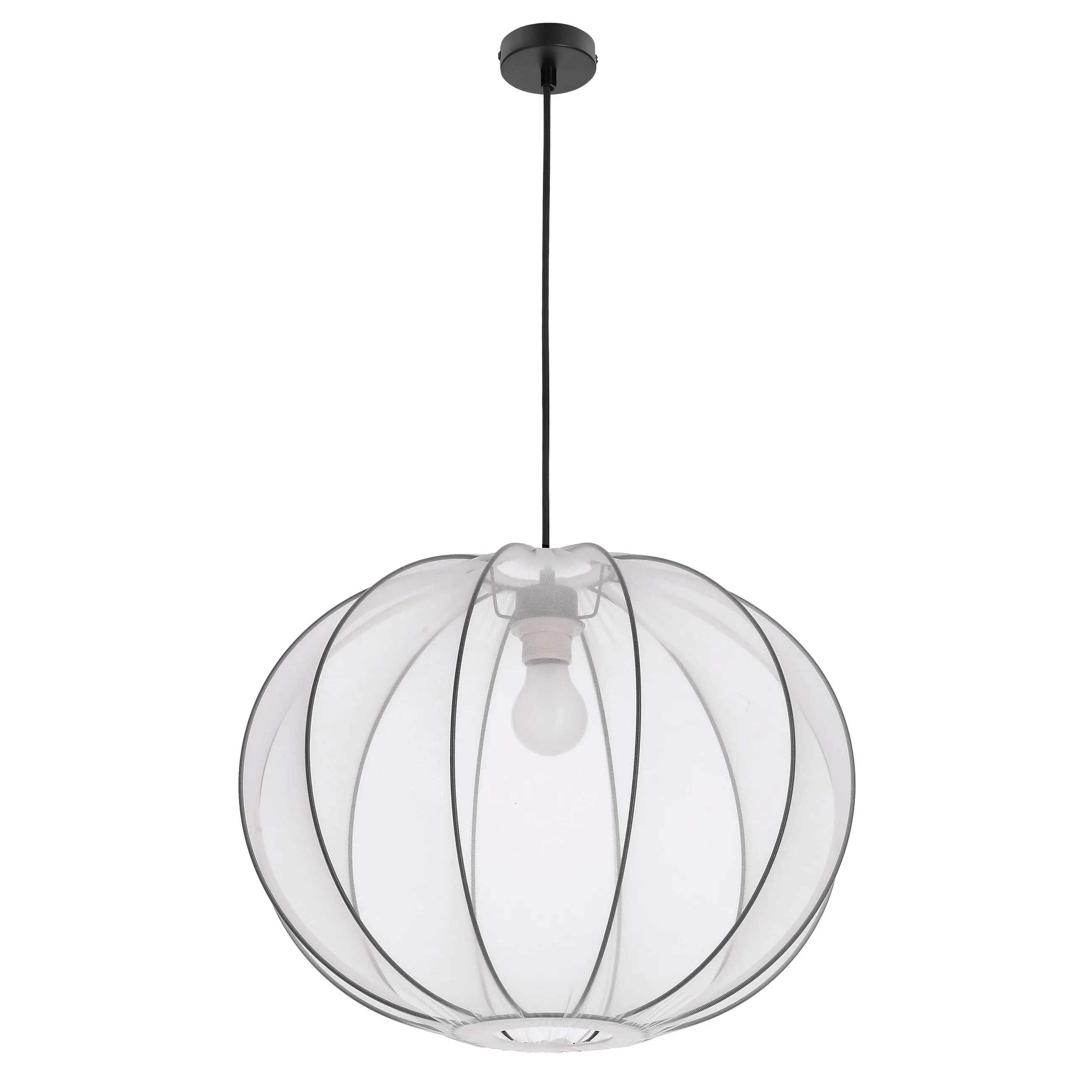 MELLOW lampa wisząca czarny 1x40W E27 abażur mist 52 biały kula