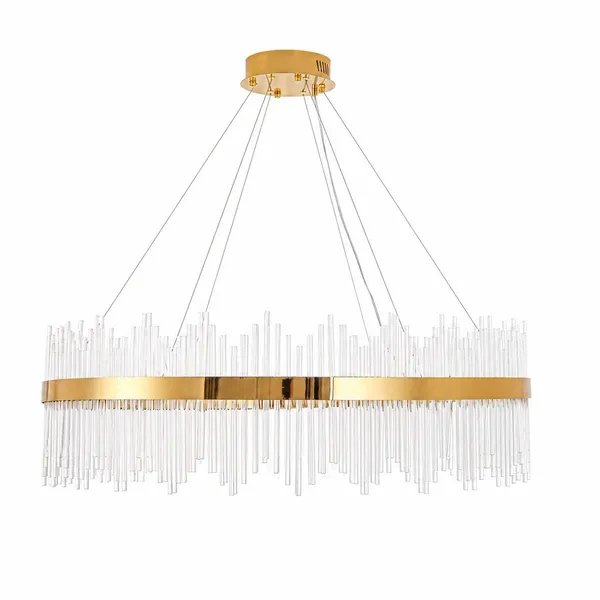 Lampa wisząca HESTIA 100 cm – żyrandol LED, złoty do salonu