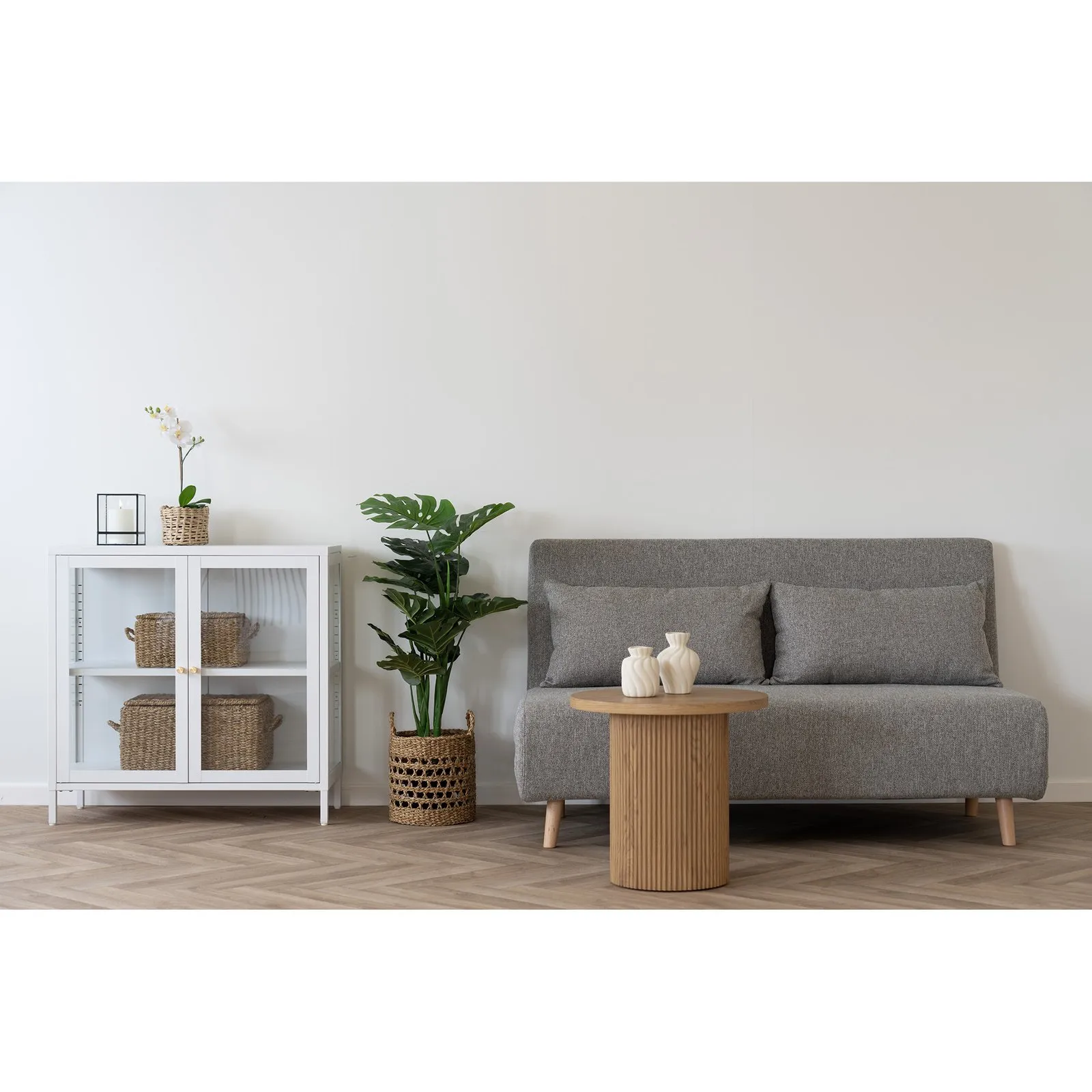 Sofa rozkładana Marlow 2 szara/ nogi naturalne - obrazek 2