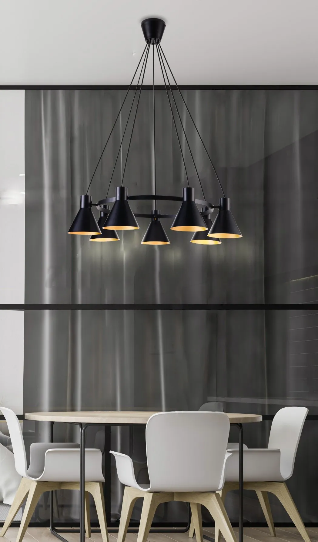 MORE LAMPA WISZĄCA 7X40W E27 CZARNY MATOWY - obrazek 2