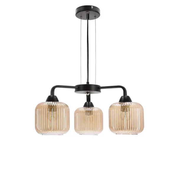 CAMPANA lampa wisząca czarny 3x60W E27 klosz bursztynowy