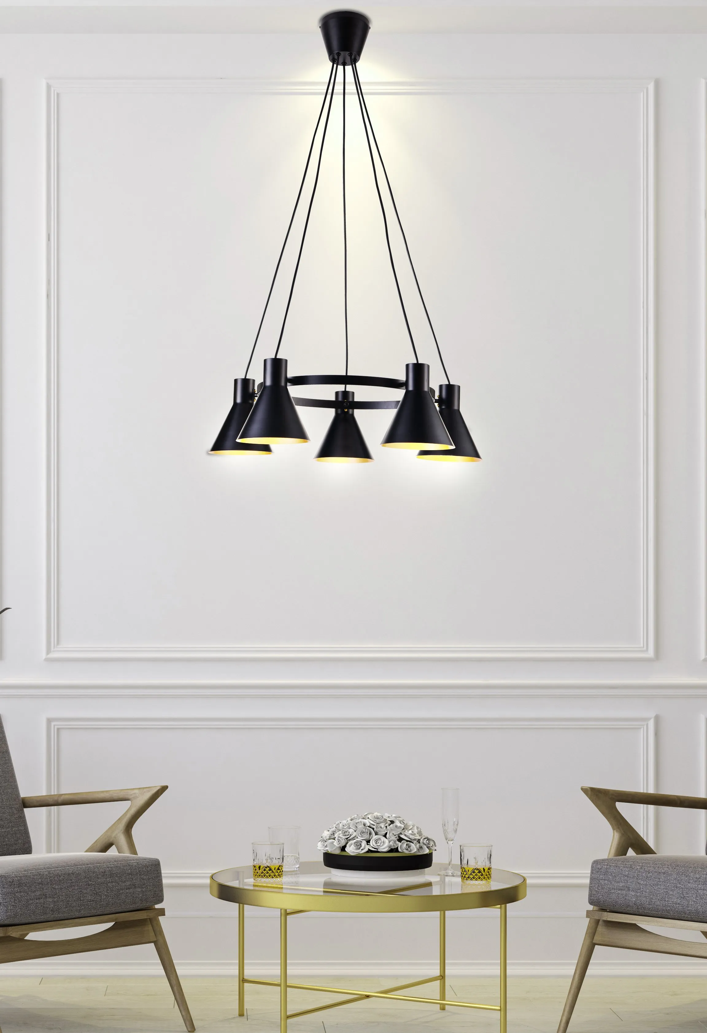 MORE LAMPA WISZĄCA 5X40W E27 CZARNY MATOWY - obrazek 4