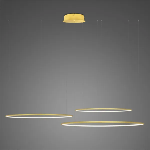 Lampa wisząca Ledowe Okręgi No.3 100cm 3k złota układ 100/80/60 cm