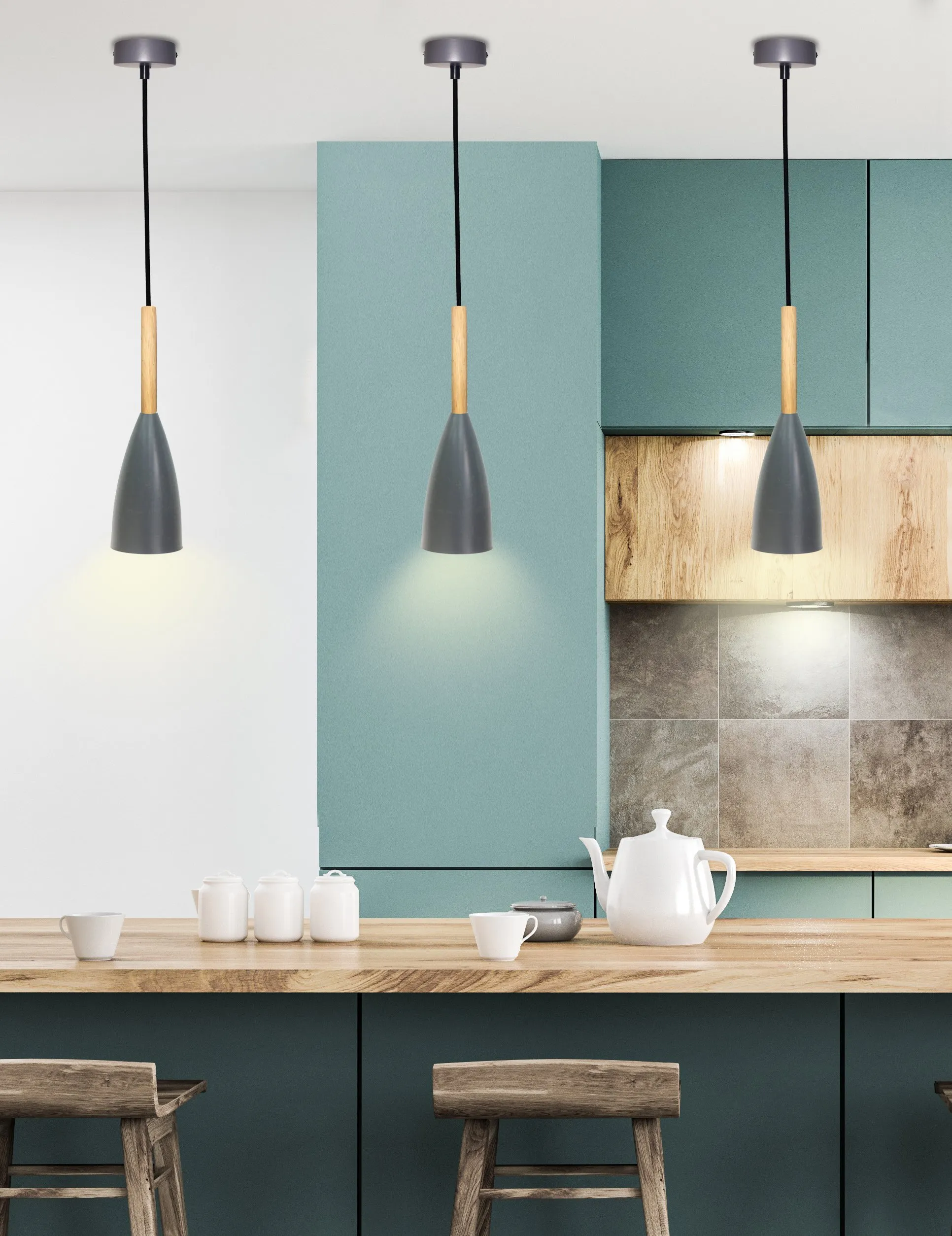LAMPA WISZĄCA TROSA 1 SZARY - obrazek 2