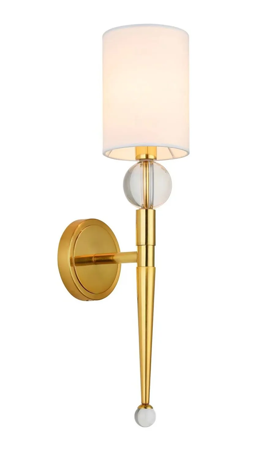 Lampa ścienna DAMA 52 cm-  złoty kinkiet z białym abażurem - obrazek 3