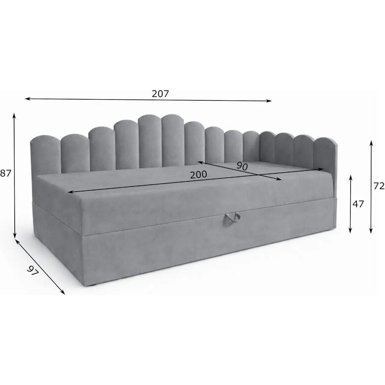 Łóżko dziecięce tapicerowane 90x200 NELA royal 102 prawe - obrazek 4