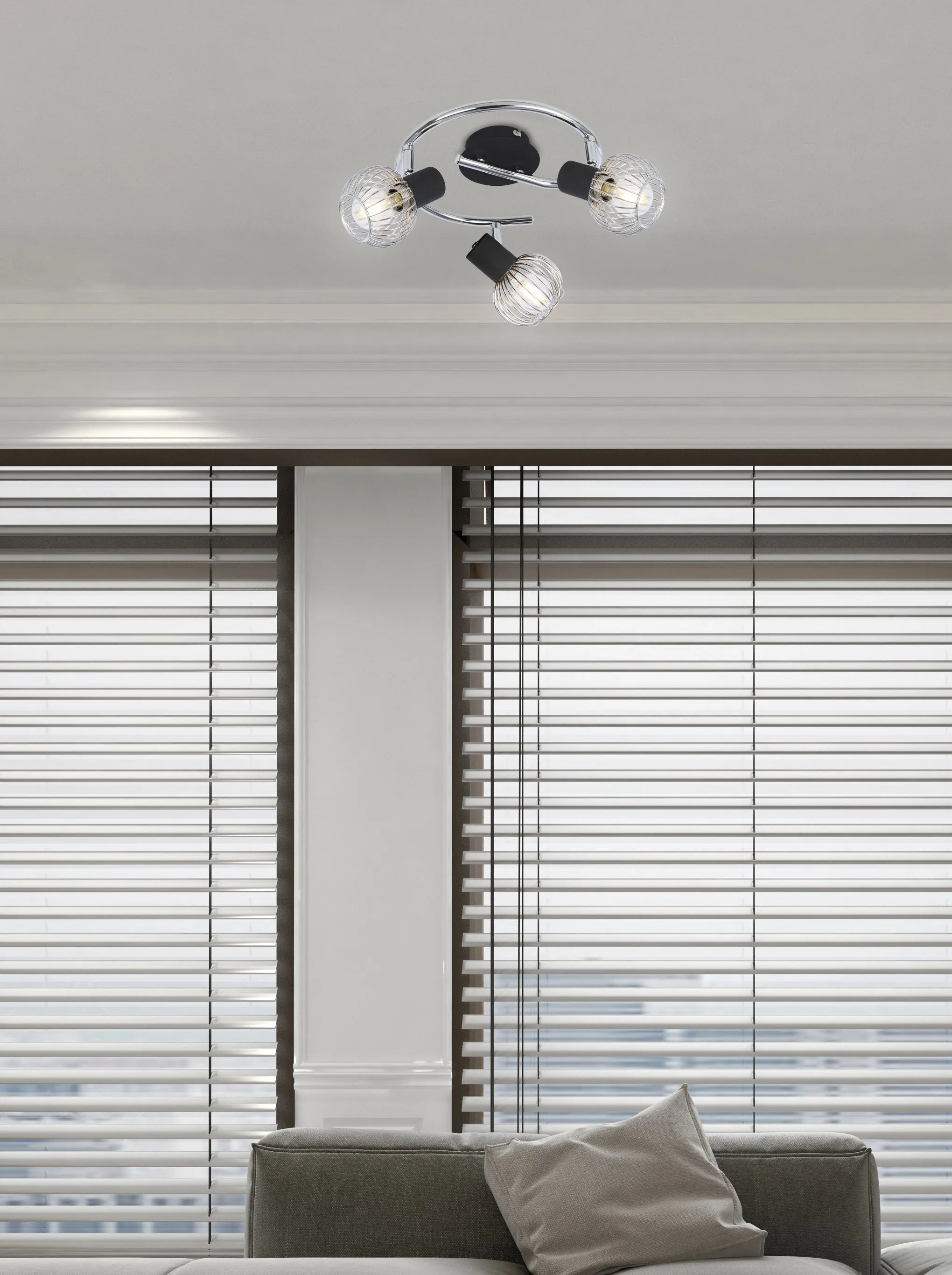 OSLO LAMPA SUFITOWA SPIRALA 3X40W E14 CZARNY/CHROM - obrazek 2