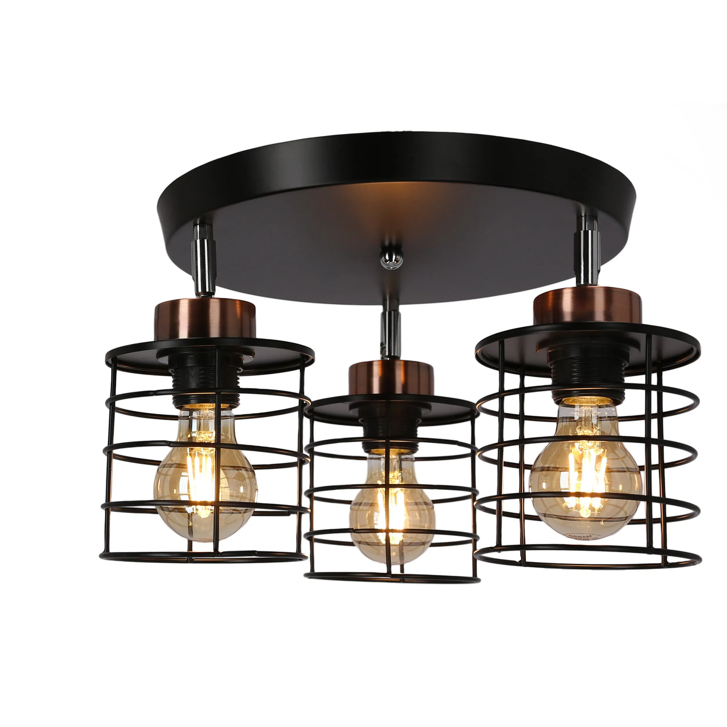 Glob lampa sufitowa plafon czarny+złoty 3x40w e27 klosz czarny - obrazek 2