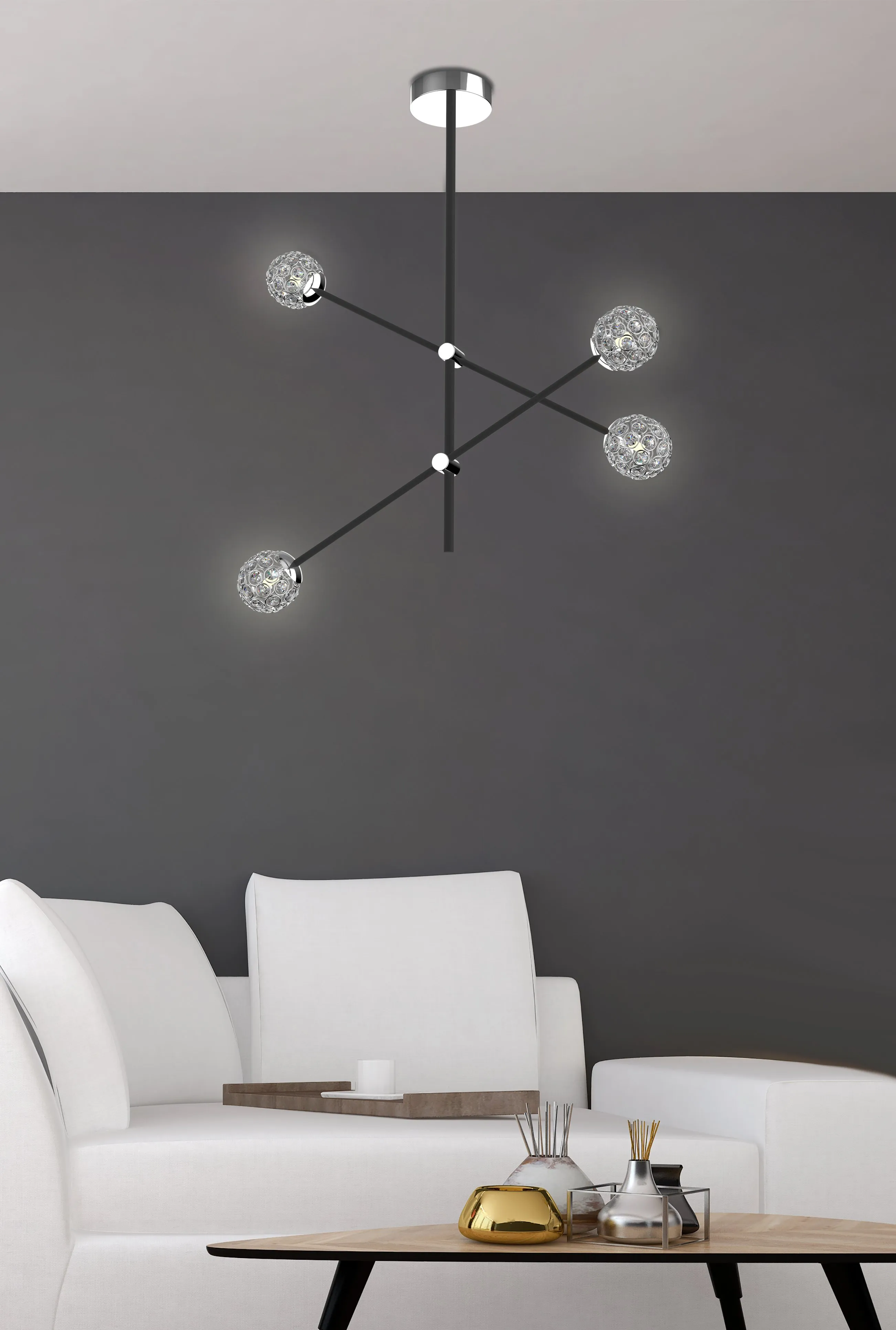 PAKSOS LAMPA WISZĄCA 4XMAX 5W G9 LED CZARNY APETI - obrazek 2