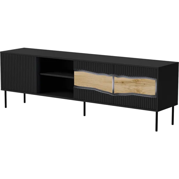 Komoda RTV CONTE 190 3D1W czarny / dąb wotan