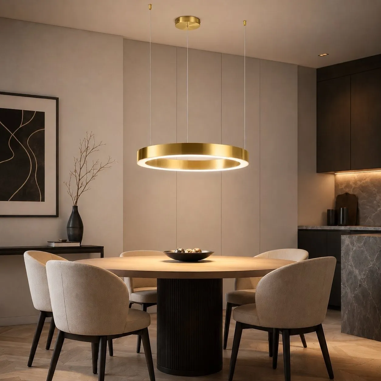 Lampa wisząca CIRCLE 60 cm - LED, ring mosiądz szczotkowany - obrazek 3