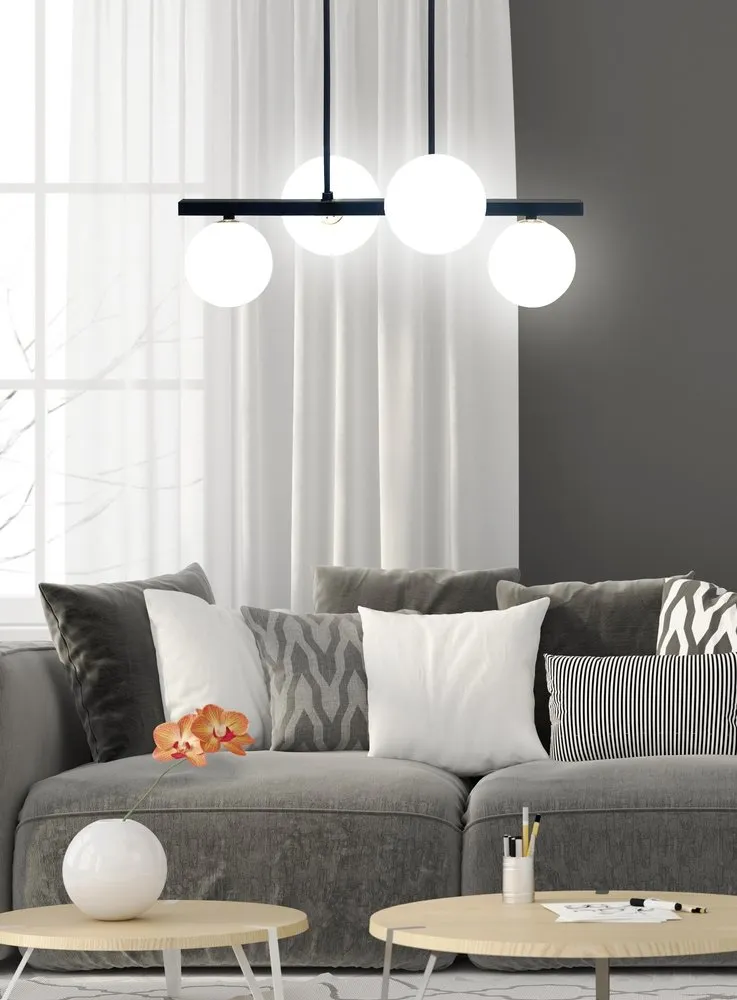 Kama lampa wisząca czarny+złoty 4x28w g9 klosz biały - obrazek 2