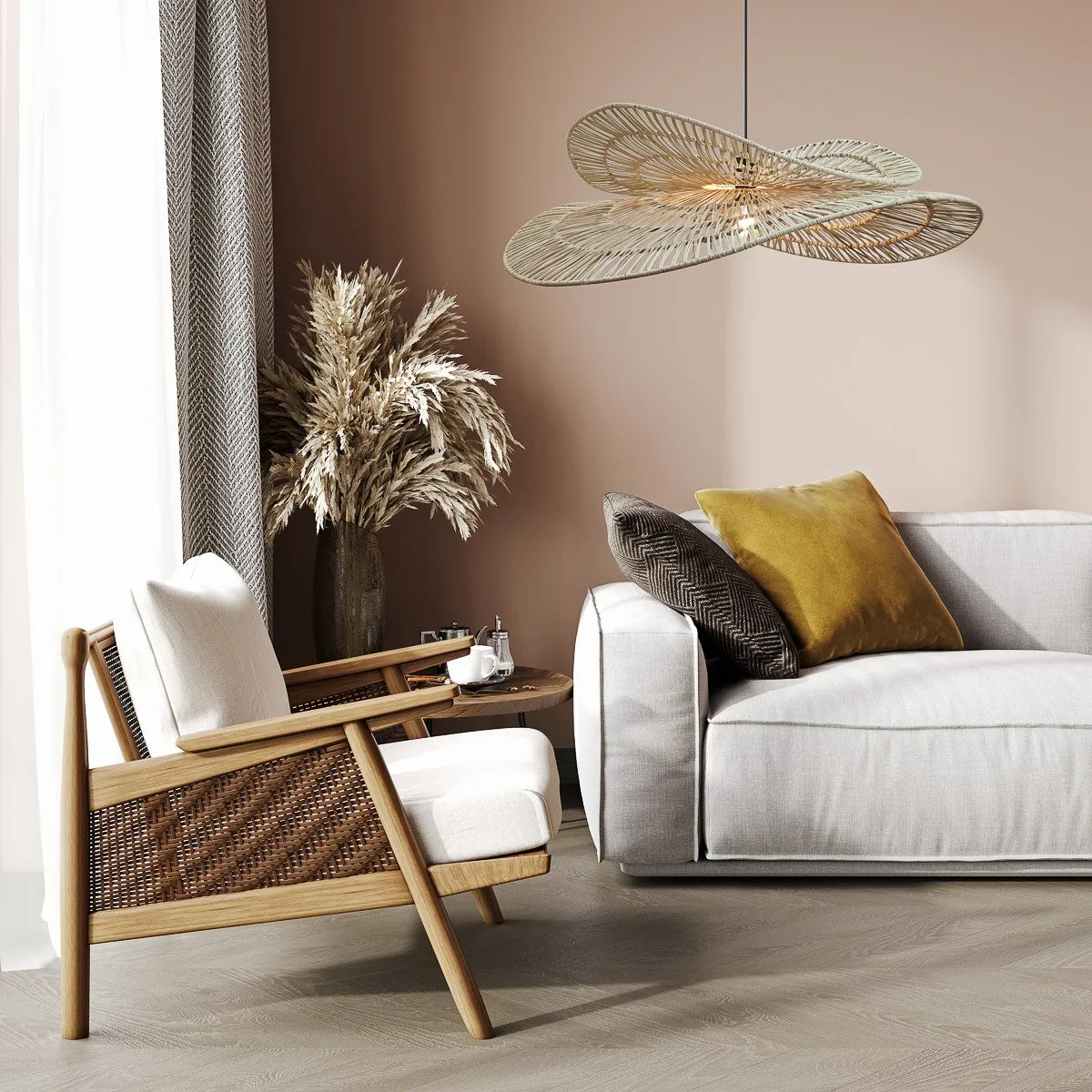 Rattanowa lampa wisząca Raya naturalna 1xE27 - obrazek 2