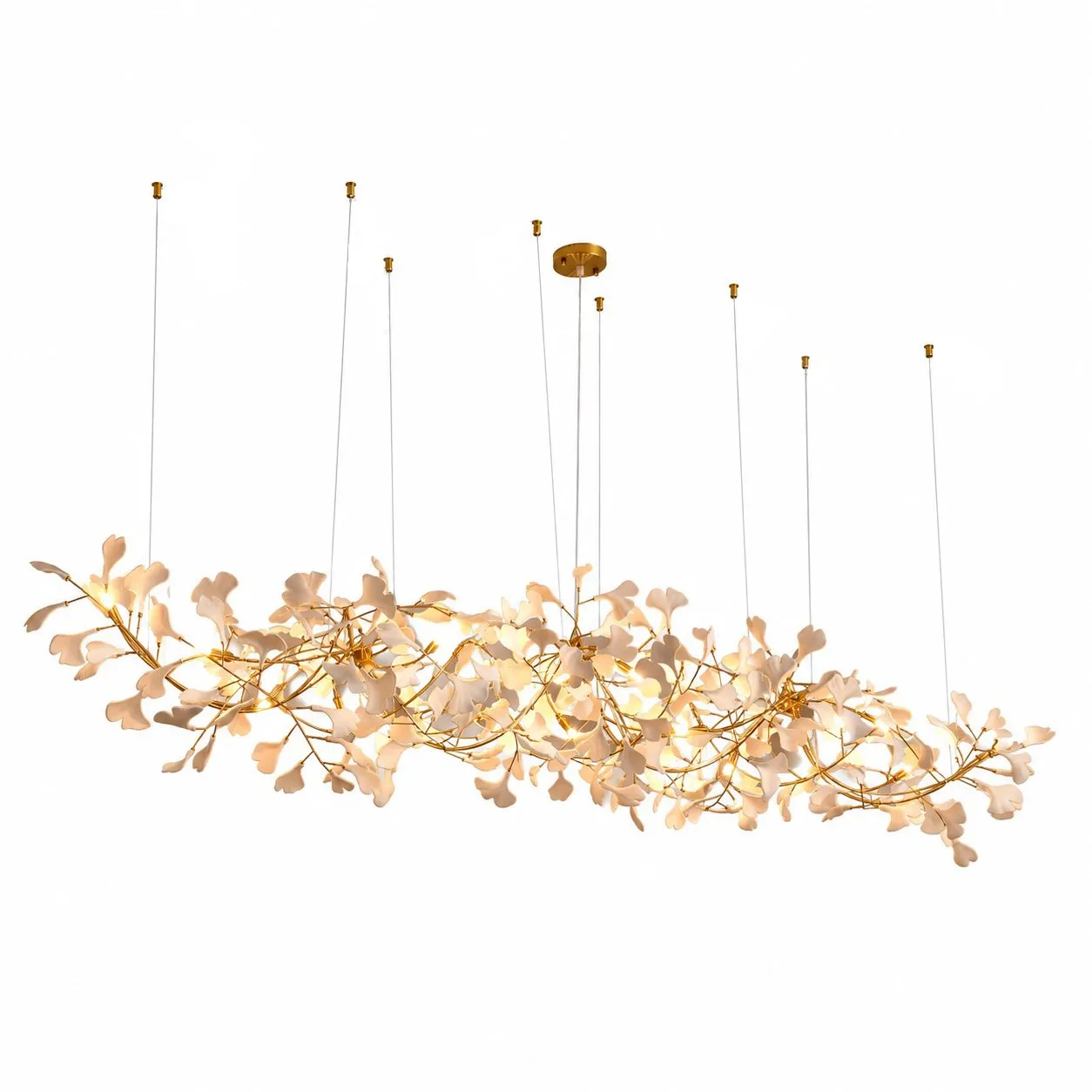 Lampa wisząca BOTANIKA GOLD XL 265 cm - złota i biała porcelana, G9 - obrazek 5