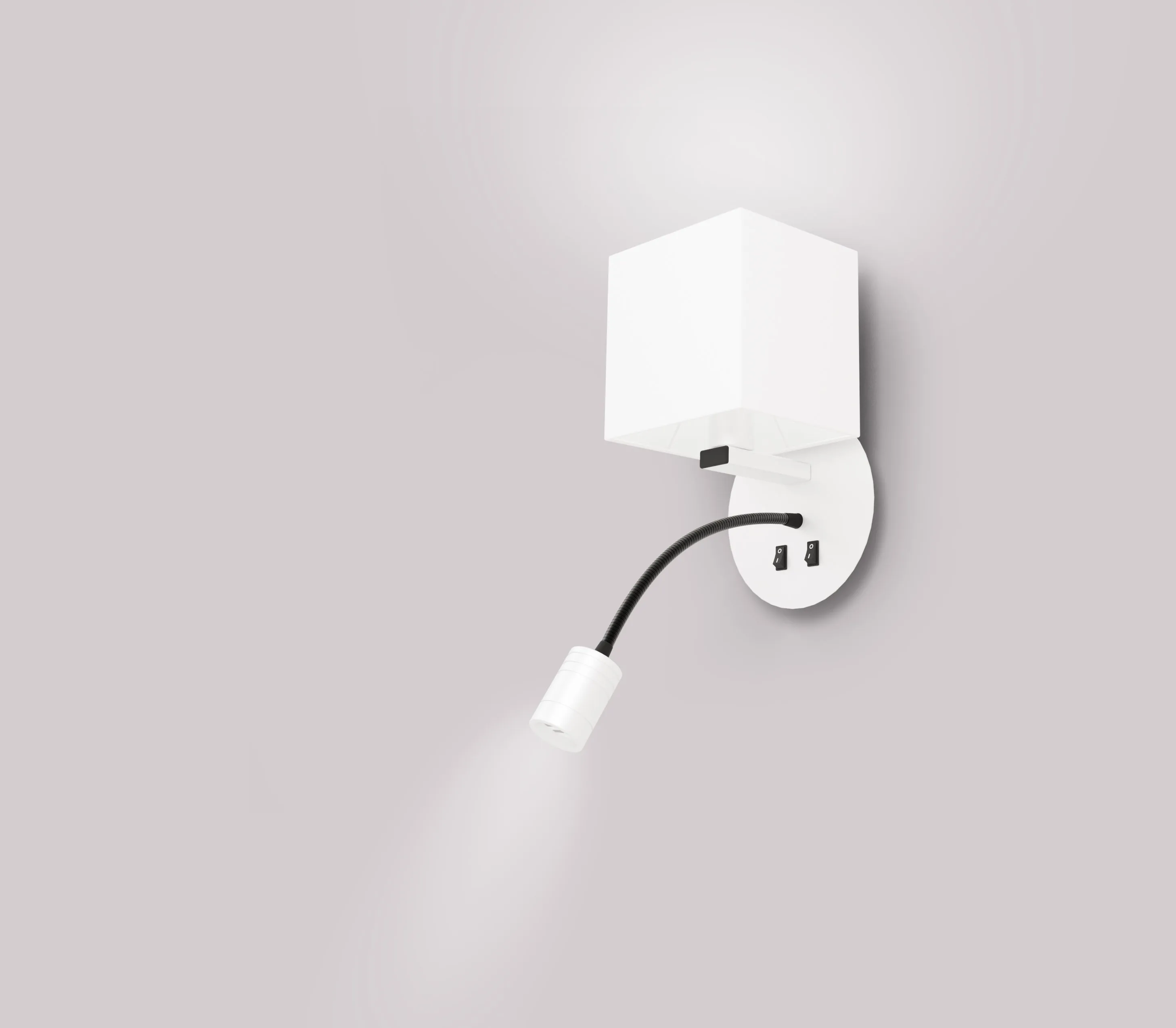 MAGNUM 1 LAMPA KINKIET OKRAGŁY 1X40W E27+3W LED ABAŻUR KWADRAT BIAŁY - obrazek 2