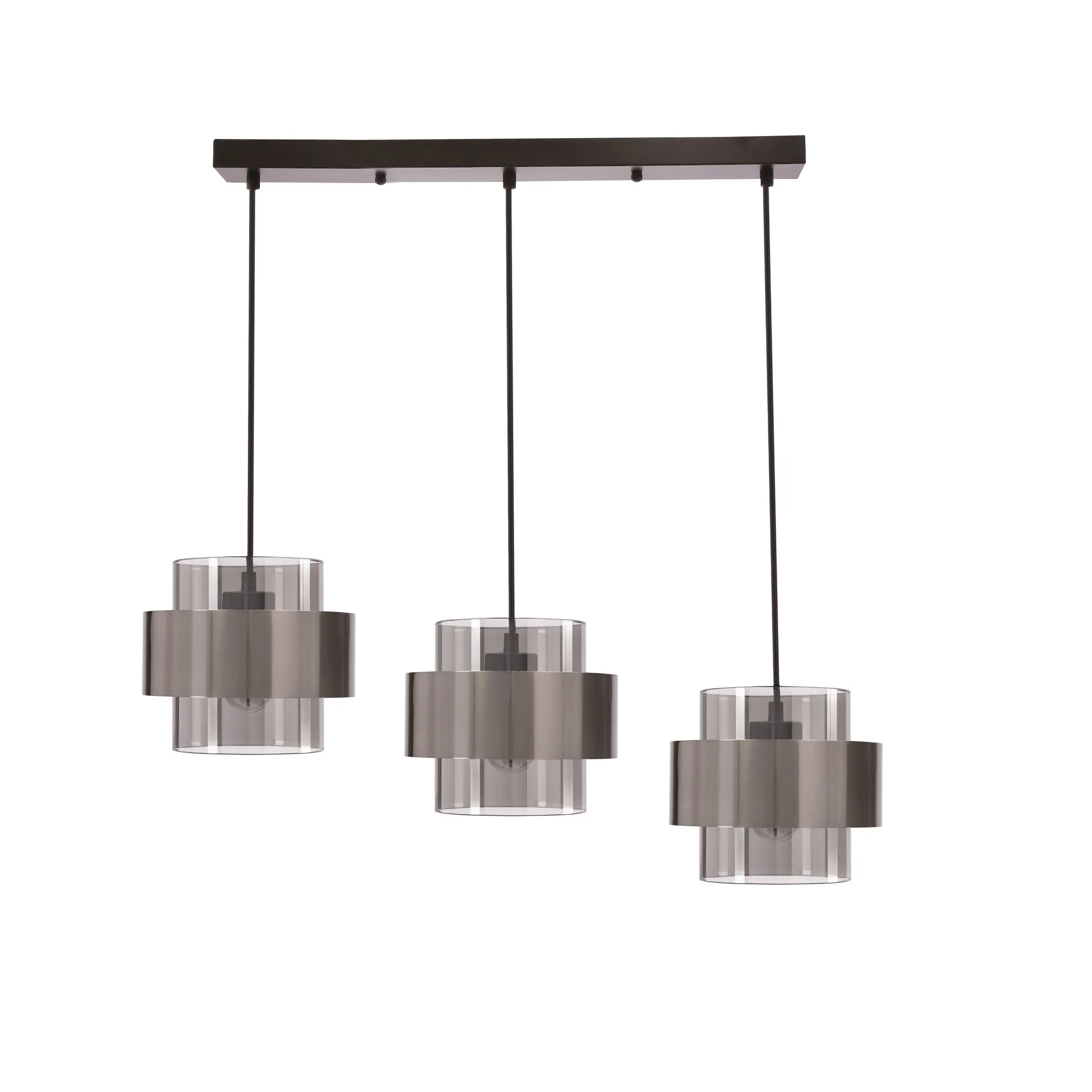 Spiega lampa wisząca czarny+satyna nikiel 3x60W E27 klosz dymiony
