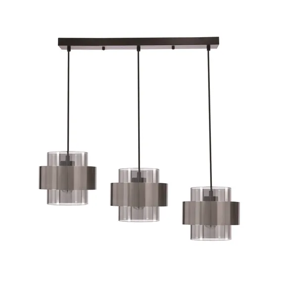 Spiega lampa wisząca czarny+satyna nikiel 3x60W E27 klosz dymiony