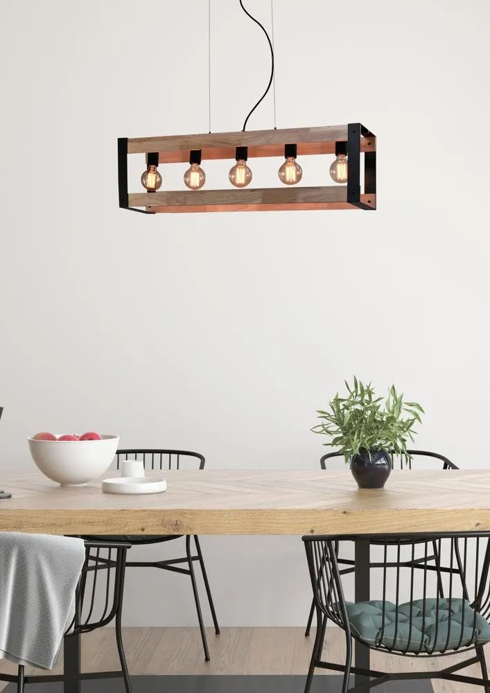Varna lampa wisząca czarny 5x40w e27 klosz czarny - obrazek 3