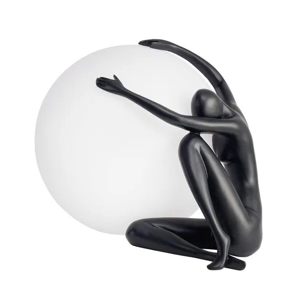 Lampa stołowa WOMAN-1 ,47 cm - czarna figura, biały klosz