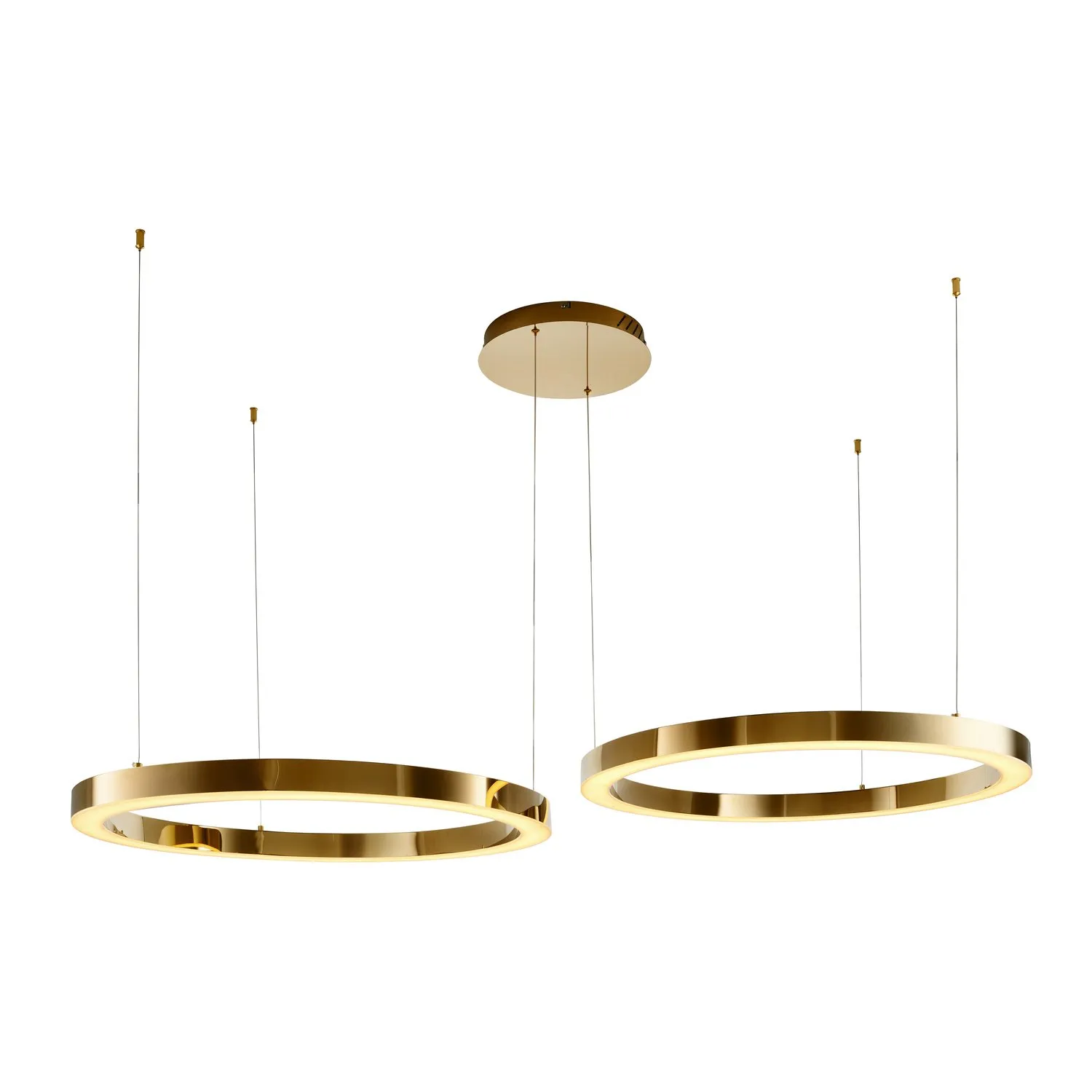 Lampa wisząca CIRCLE 2 80+80 cm - LED, ringi złoty połysk na 1 podsufitce - obrazek 3