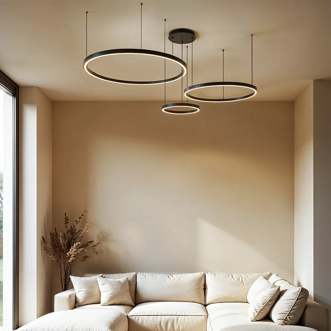 Lampa wisząca okręgi 116W czarna AZ134 MONZA - obrazek 2