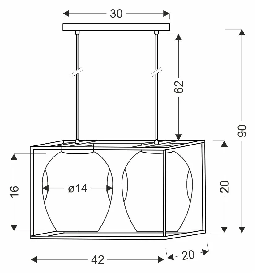 SATER lampa wisząca czarny 2x40W E27 klosz złoty - obrazek 2