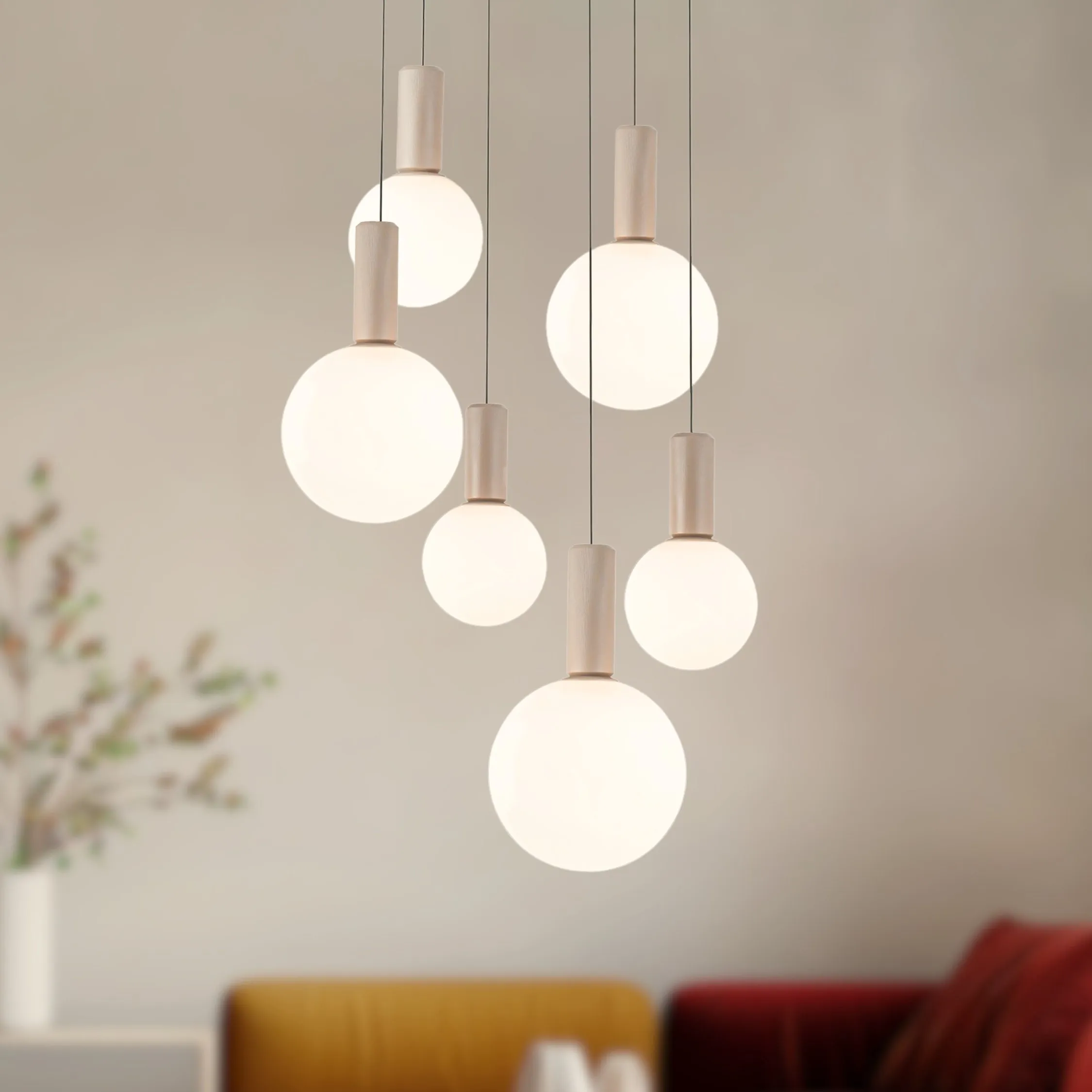 TESTA lampa wisząca talerz beżowy 6x10W G9 klosz biały - obrazek 2
