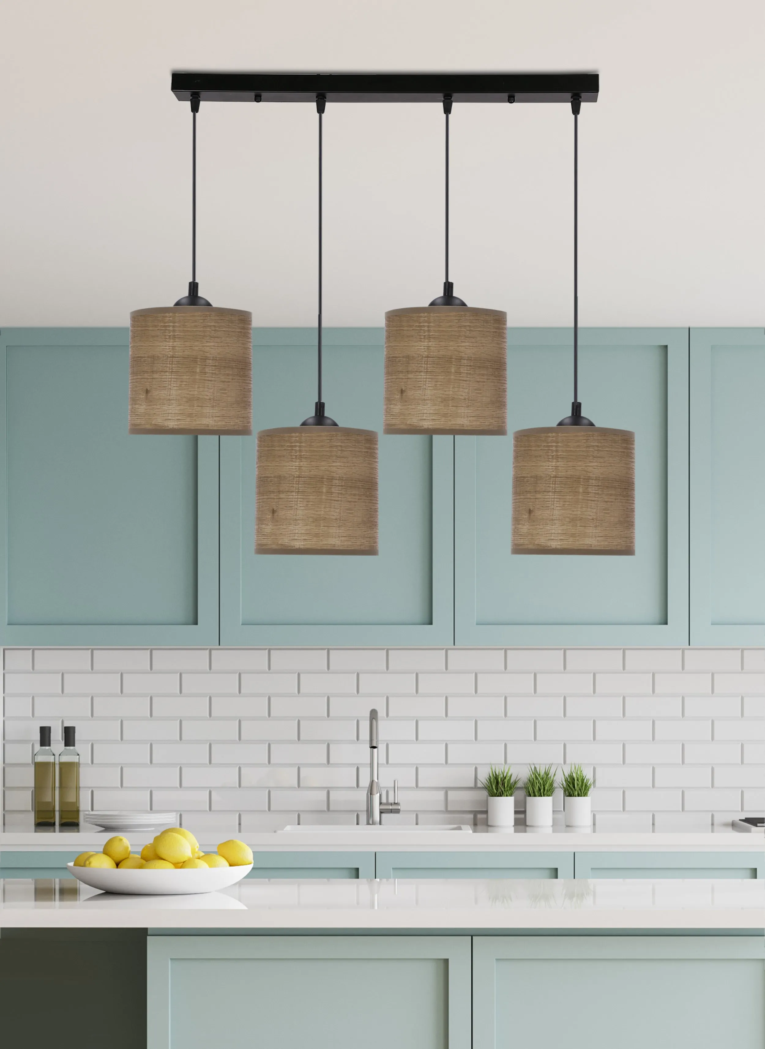 LEGNO LAMPA WISZĄCA CZARNY 15 4X40W E27 ABAŻUR ORZECHOWY - obrazek 2