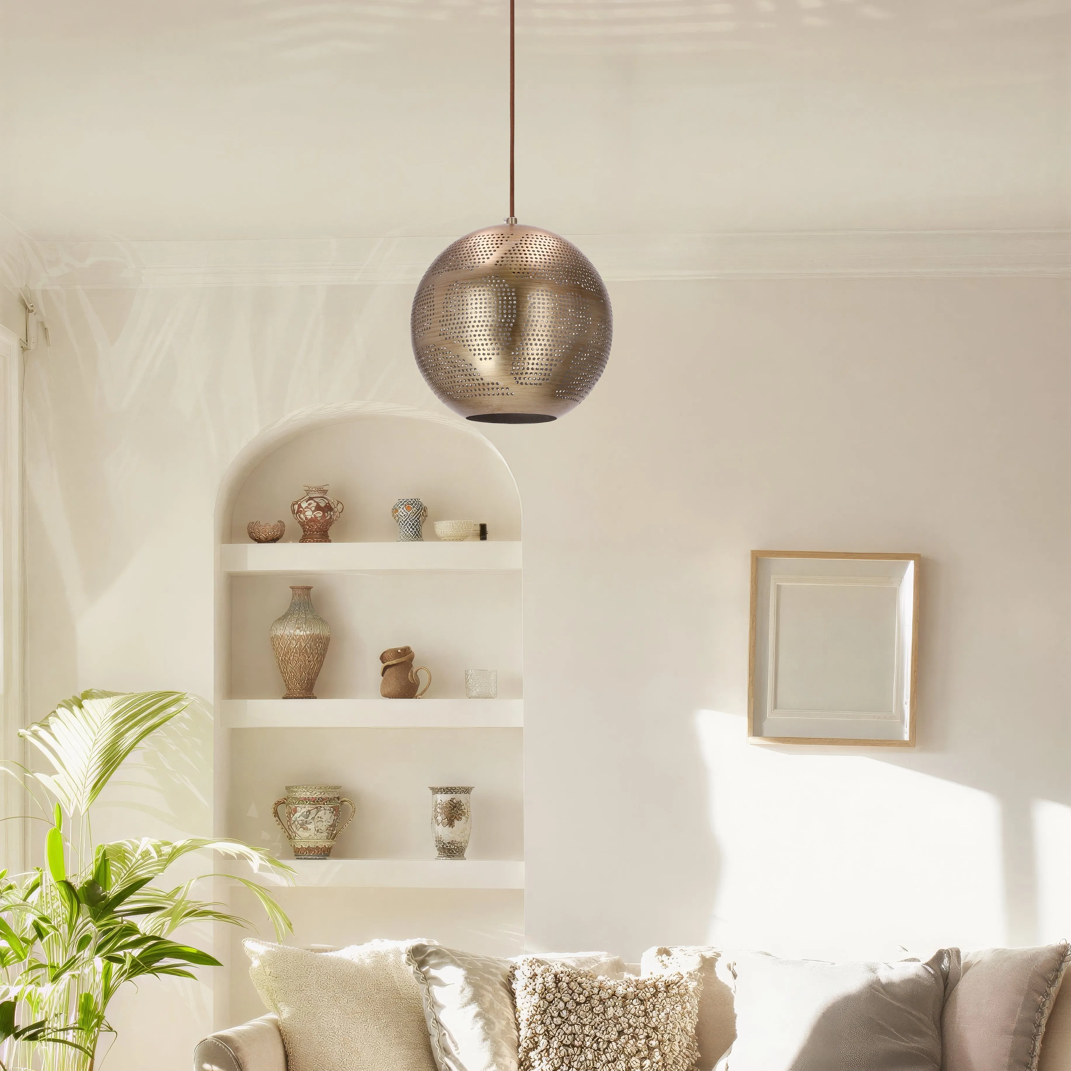 SFINKS LAMPA WISZĄCA 25 KULA W 1X60W E27 AŻUROWY JASNO BRĄZOWY - obrazek 4