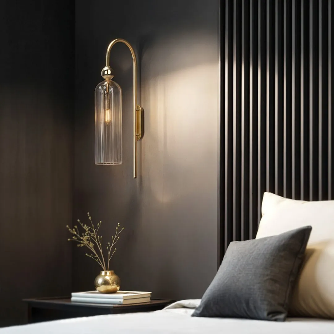 Lampa Dekoracyjna Ścienna Kinkiet Szklana AM204 1xE14 Złota REGINA - obrazek 3