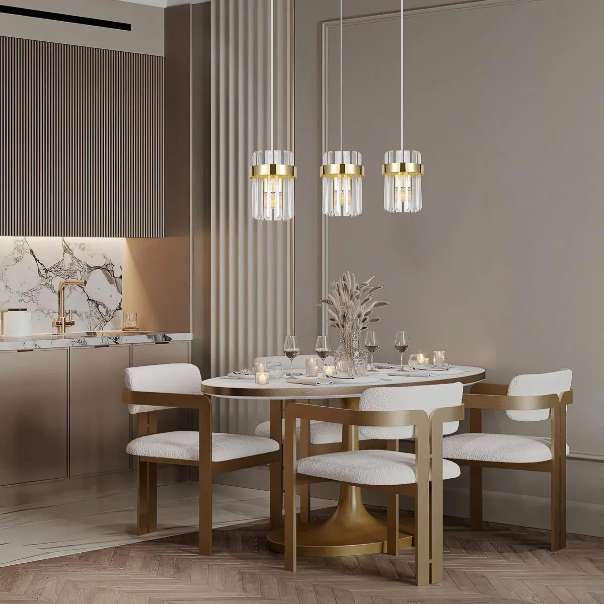 Lampa wisząca Vetro złota 3xE14 - obrazek 3