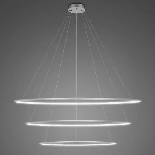 Lampa wisząca Ledowe Okręgi No.3 120cm 4k srebrna